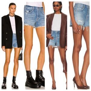 GRLFRND Hayden Low Rise Boyfriend Short Shorts Denim Bowery 26 Blue Distressed